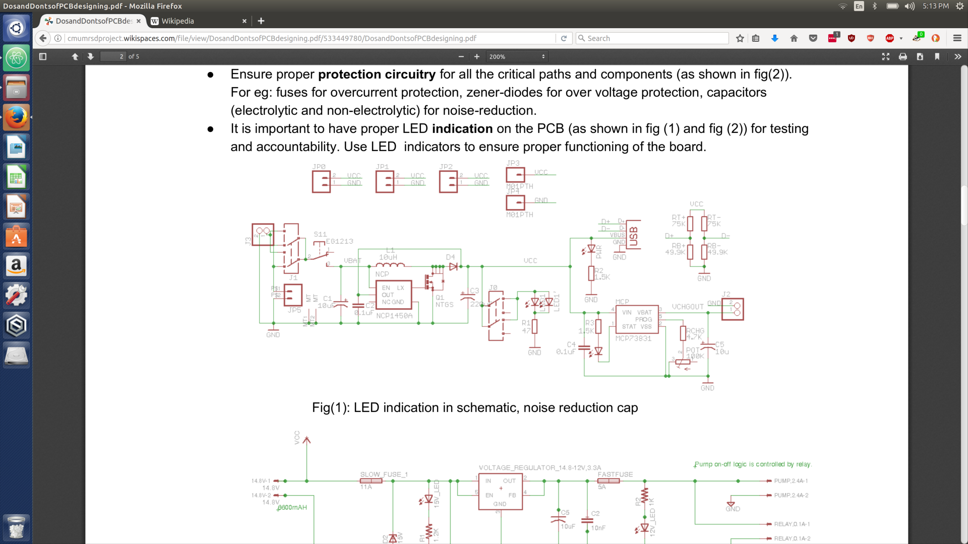 LED indication in schematic with noise reduction cap