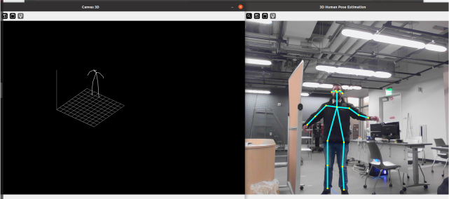 Pose estimation using a monocular camera. Running on a NCS2 stick